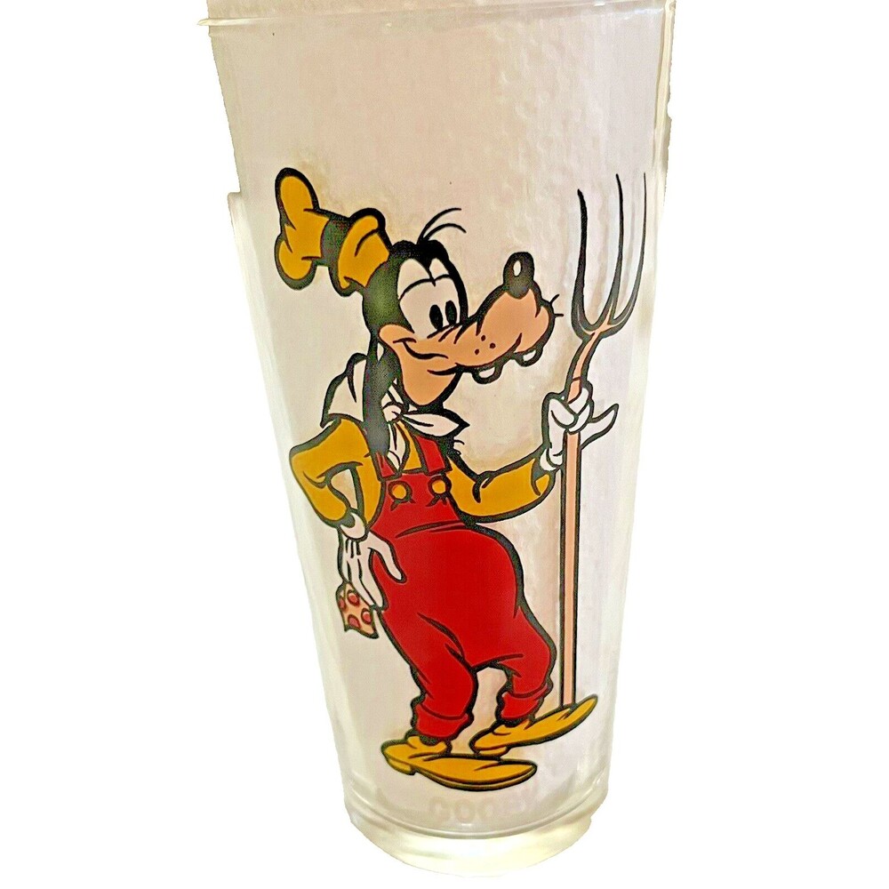 Vintage 70s Glass Walt Disney Goofy Pluto Happy Birthday Mickey Pepsi‎ Collector